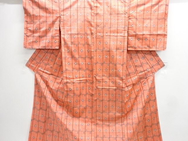 JAPANESE KIMONO / ANTIQUE TSUMUGI KIMONO / VARIED CHECK PATTERN / KASU